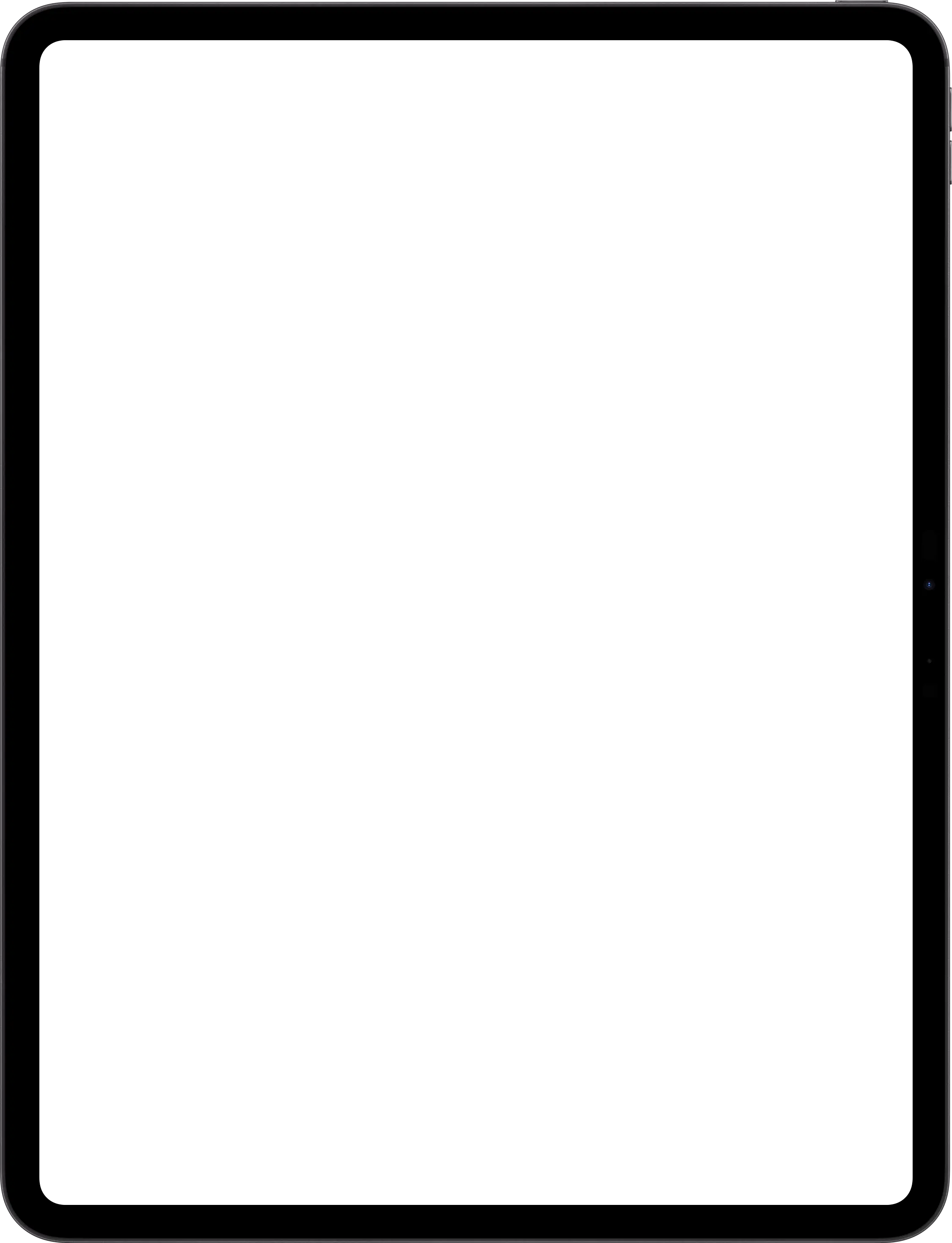 iPad bezel mockup showing the score on screen